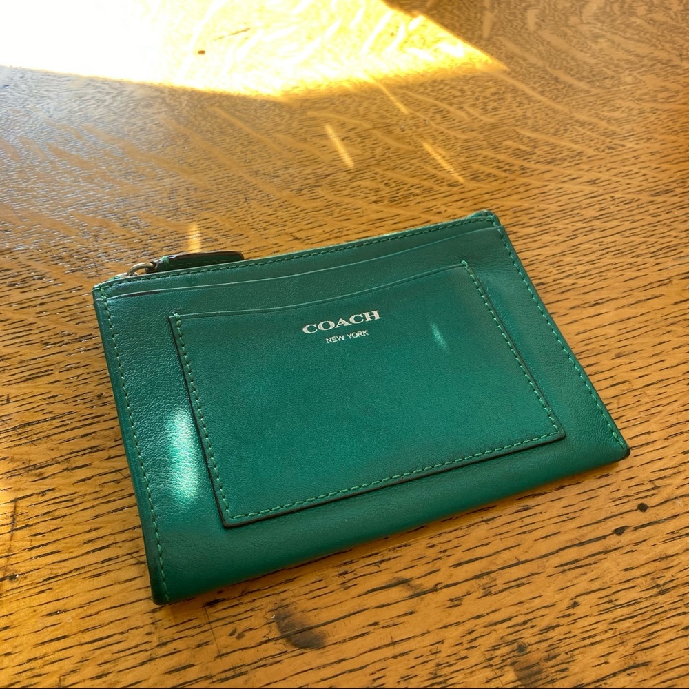 Coach Legacy Emerald Green Oversized Mini Skinny Wallet